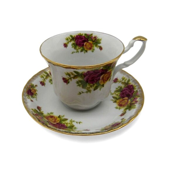 CROWN IMPERIAL Tea Cup And Saucer Floral Romania Vintage - Picture 3 of 10